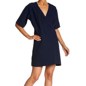 Bobeau crepe v neck shift dress